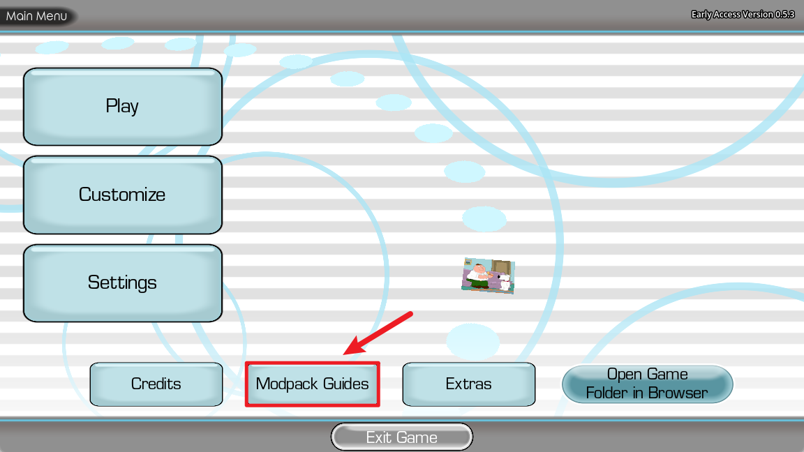 Choicer Voicer main menu with Modpack Guides highlighted