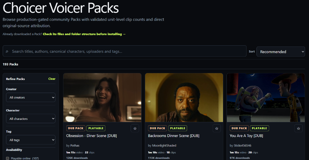 แคตตาล็อก Choicer Voicer Packs พร้อมการ์ด Pack